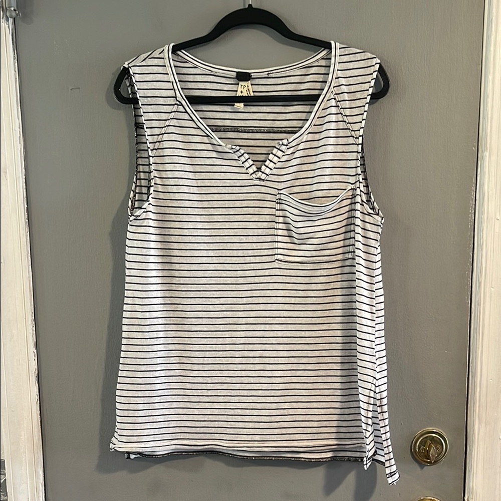 We The Free Black and White Striped Tank Top